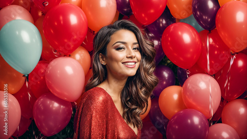 Portrait of a beautiful girl with balloons 