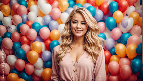 Portrait of a beautiful girl with balloons 