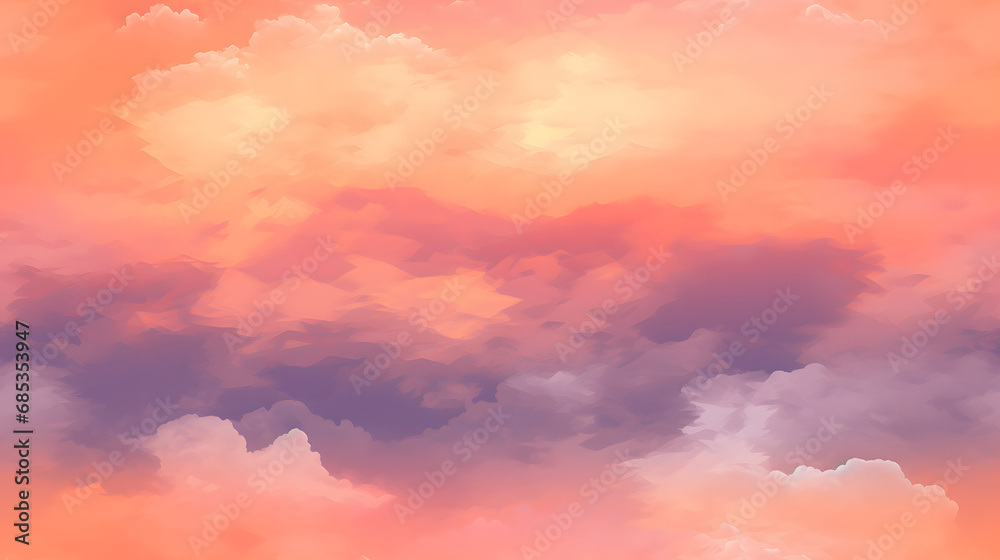 Seamless artistic sunset sky texture with warm colors and clouds