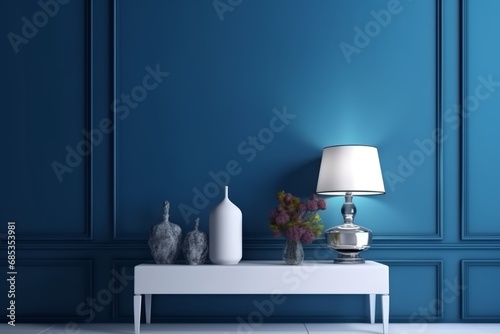 Classic colored wall with interior details background with copy space  mock up room