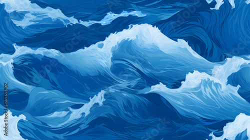 Seamless ocean waves texture with rhythmic flowing patterns