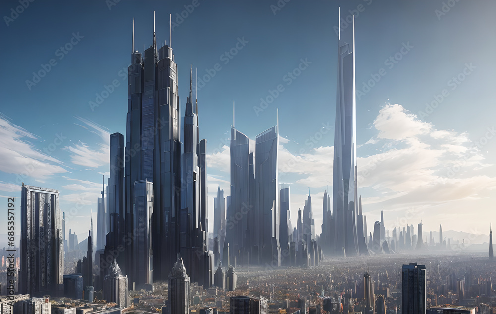 Futuristic cyberpunk city, high-tech high-rise landscape, Generative AI Futuristic cyberpunk city, high-tech high-rise landscape, Generative AI