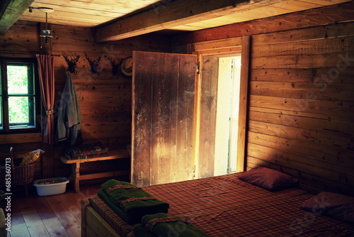 Quadro em tela mattress room in a mountain hut in the austrian alps