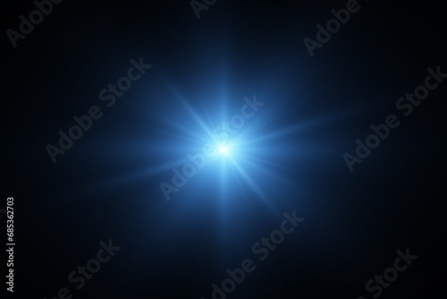 Light effect blue glowing light. Solar flare. Glow effect. Starburst with shimmering sparkles. photo
