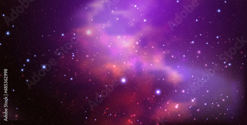 Space vector background with realistic nebula and shining stars. Magic colorful galaxy with stardust