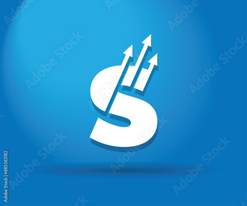 Growth combination Letter S with up arrow.