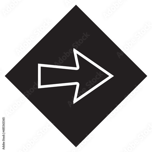 Right arrow icon vector. Next logo design. Move forward vector icon illustration in rhombus isolated on white background