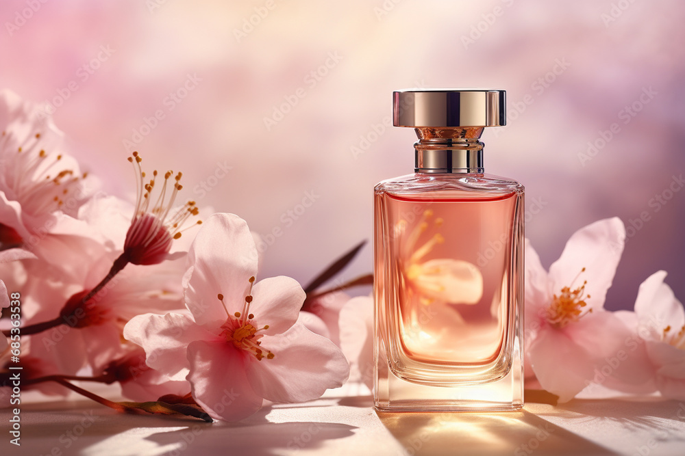 Elegant perfume with flowers Elegant perfume with flowers