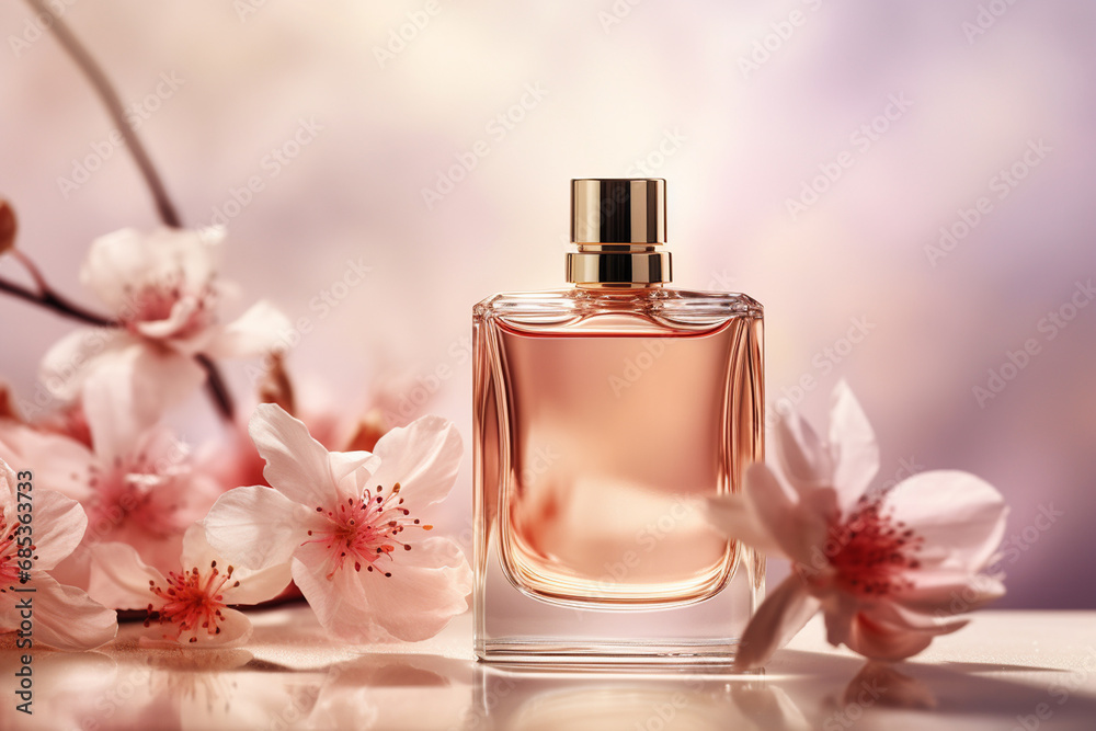 Elegant perfume with flowers Elegant perfume with flowers