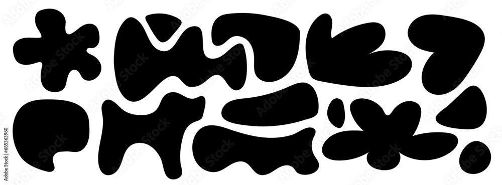 Blob shape abstract blomb vector illustration isolated on transparent background. Set of abstract black universal moulds organic shapes. Blob shape abstract blomb vector illustration isolated on transparent background. Set of abstract black universal moulds organic shapes.