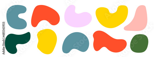 Blot shape abstract colourful colours vector illustration isolated on white background. Set of abstract colourful universal moulds organic shapes.