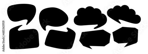 Box frame set with black dialog speech bubble. Flat line style design of dialog speech bubble, Creative vector banner illustration. photo