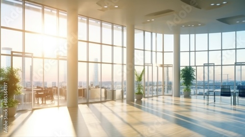 Beautiful blurred background of a light modern office interior