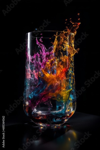 A crystal vase bursts with an explosion of color.