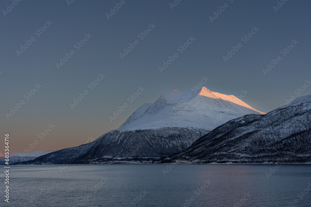 Bentjordtinden at Straumsfjorden in Troms, Norway