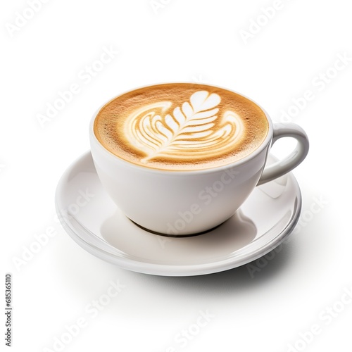 White cup of black coffee isolated on white background