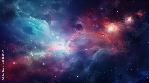Beautiful Nebula in the night sky wallpaper background. Colorful cosmic space nebula © Matthew