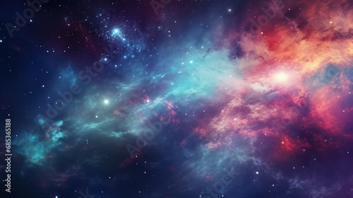 Colorful nebula wallpaper background with stardust and shining stars