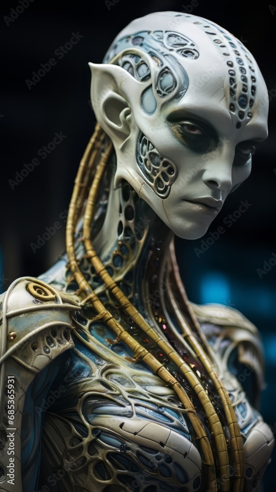 The robotic snake alien humanoid envisions a futuristic aesthetic. The robotic snake alien humanoid envisions a futuristic aesthetic.