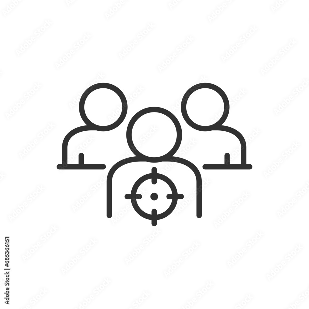 Target person, linear icon. Target on the person. Line with editable stroke Target person, linear icon. Target on the person. Line with editable stroke