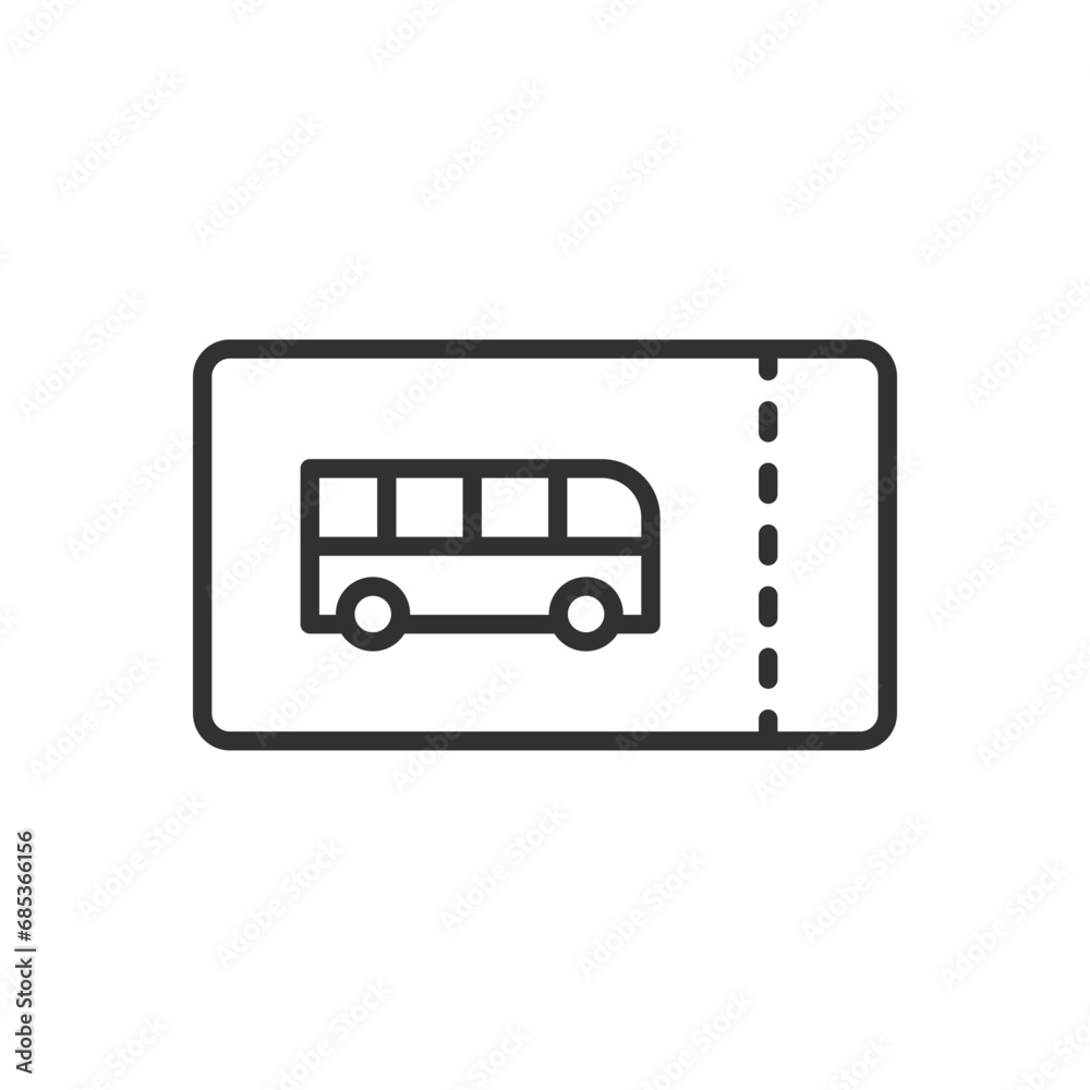 Ticket for public transportation, bus, linear icon. Line with editable stroke Ticket for public transportation, bus, linear icon. Line with editable stroke