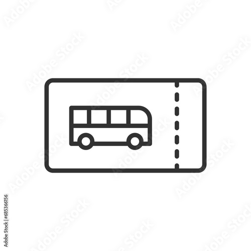 Ticket for public transportation, bus, linear icon. Line with editable stroke