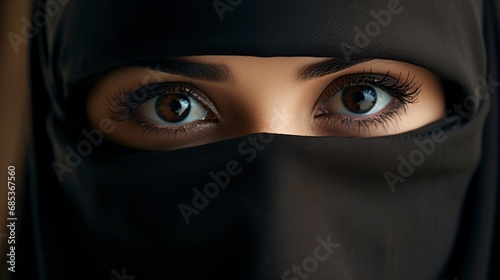 young and attractive Muslim woman in a black hiyab
