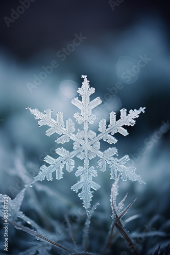 Snow flake macro. Generative ai © allasimacheva