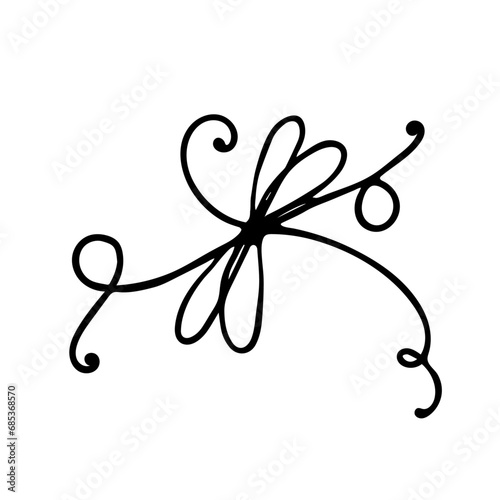 Sketch, doodles of a festive bow. Vector graphics.