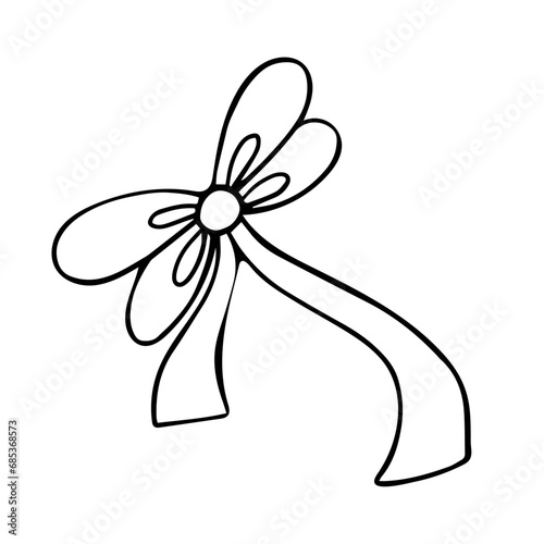 Sketch, doodles of a festive bow. Vector graphics.