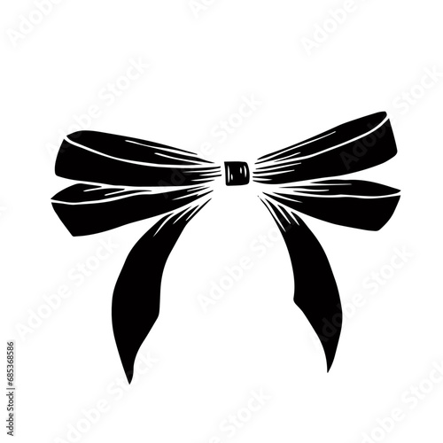 Silhouette, doodle of a festive bow. Vector graphics.