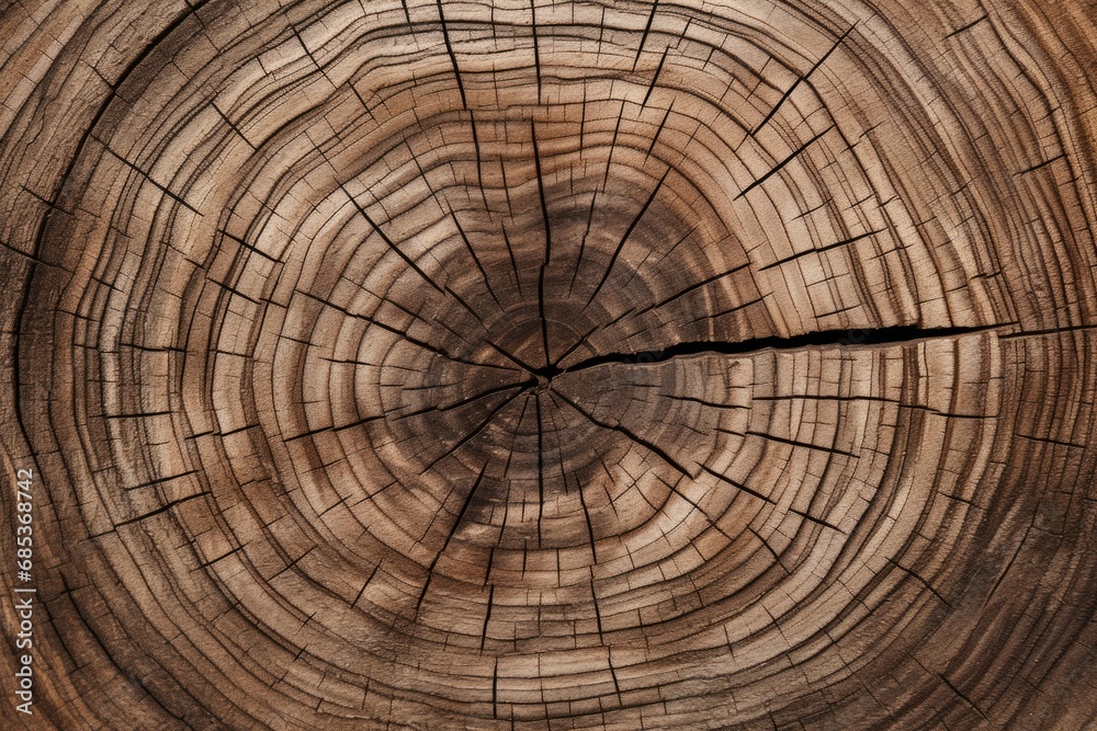 Old wooden oak tree cut surface. Detailed warm dark brown and orange tones of a felled tree trunk or stump. Old wooden oak tree cut surface. Detailed warm dark brown and orange tones of a felled tree trunk or stump.