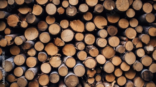 Timber Pile with Visible Growth Rings and Textures