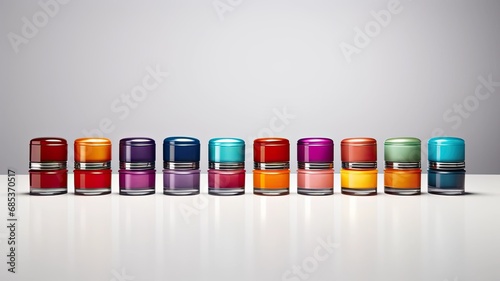 vibrant lip balms in round tin cases, placed elegantly on a light background, perfect for label-free designs or layouts.