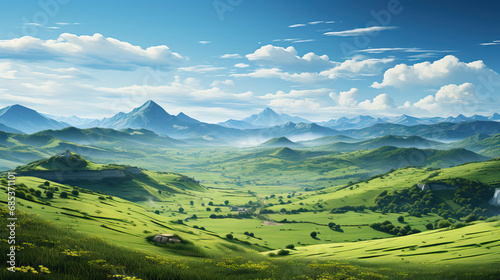 Green valley blue sky background © Fun it is