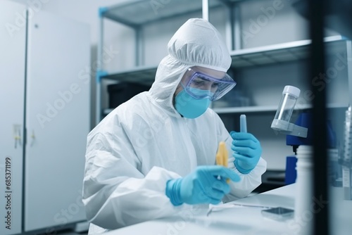 working in the laboratory with a high degree of protection