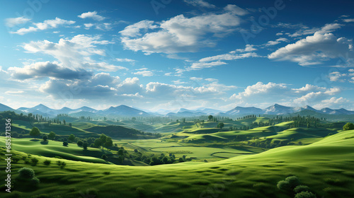 Green valley blue sky background © Fun it is