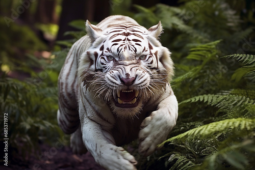 Beautiful white tiger in the jungle