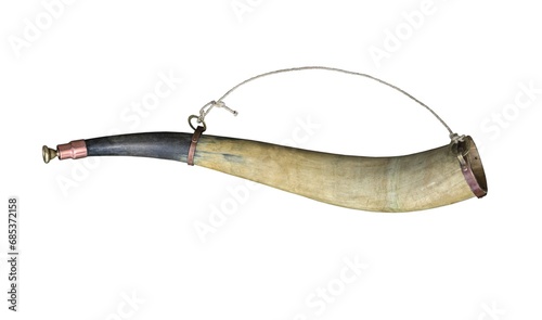 A wind musical instrument made of horn.