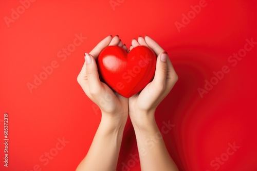 Woman Holding a Red Heart f...