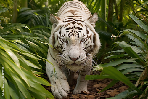 Beautiful white tiger in the jungle © Ksenia Belyaeva
