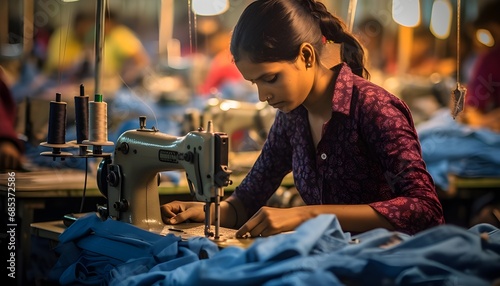 Indian/Bangladeshi woman working in a garment factory


