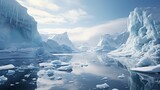 Beautiful, clean, open iceberg scenery with clear skies