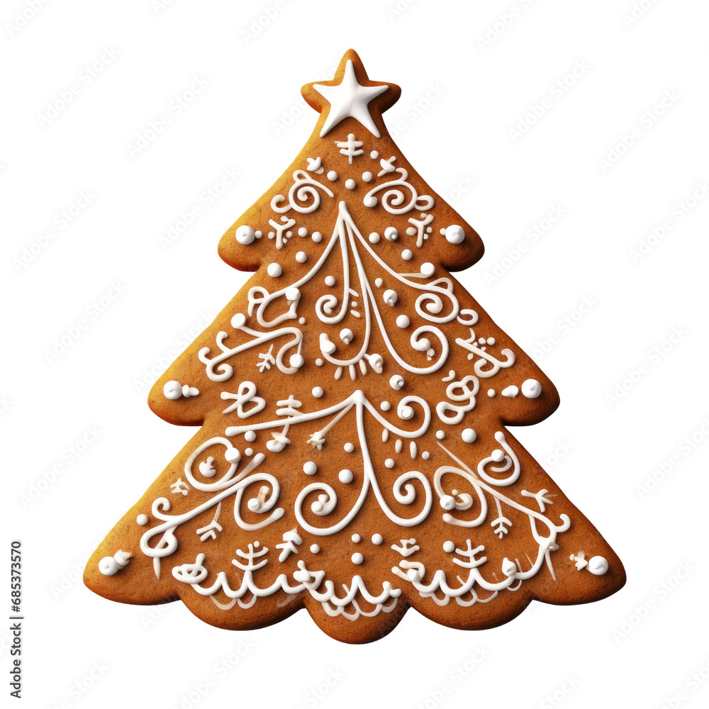 Gingerbread tree cookie. clipart for design. Christmas elements. isolated on transparent background.