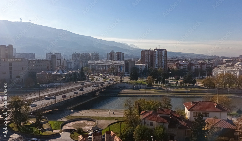 The urban landscape of the city of Skopje in North Macedonia The urban landscape of the city of Skopje in North Macedonia