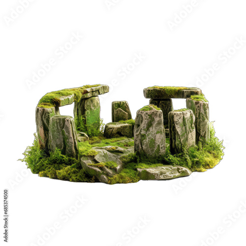 Miniature Stonehenge Model. Isolated on a Transparent Background. Cutout PNG.