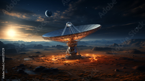 Very Large Array VLA searching outer space for signals. AI generated image