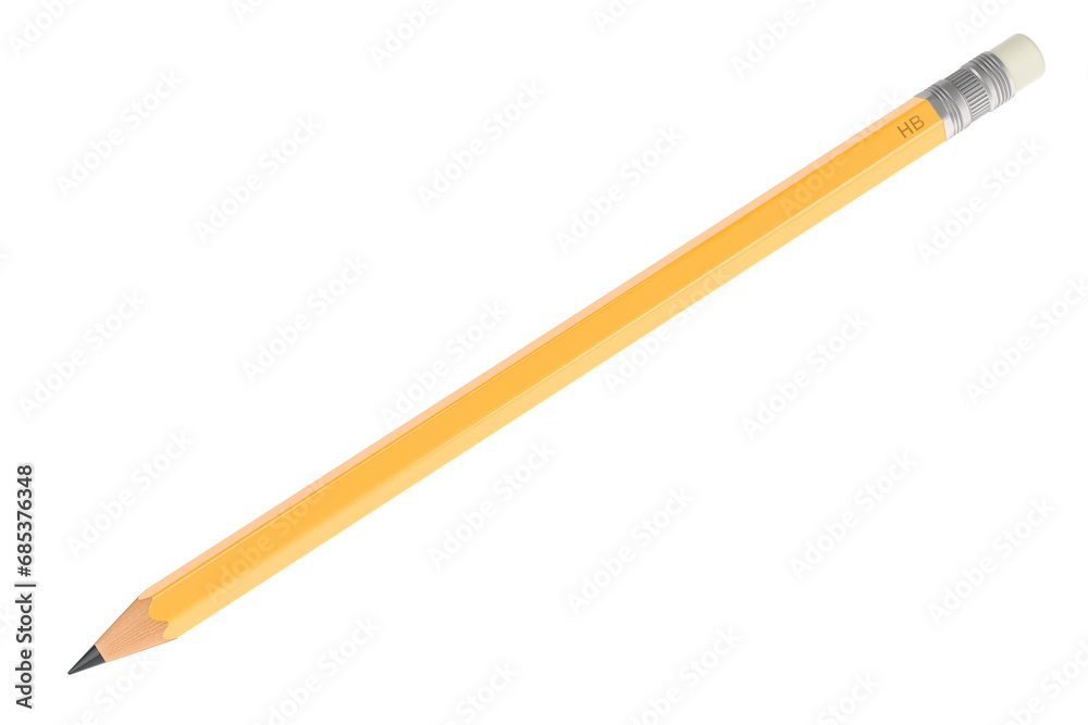 Graphite Pencil with Soft Texture and an eraser, 3D rendering isolated on transparent background Graphite Pencil with Soft Texture and an eraser, 3D rendering isolated on transparent background