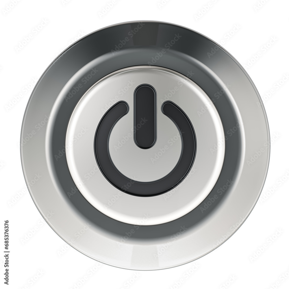 Power Button, 3D rendering isolated on transparent background Power Button, 3D rendering isolated on transparent background