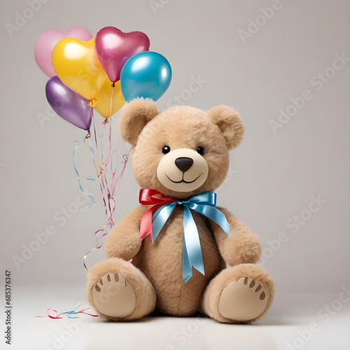 teddy bear with balloons